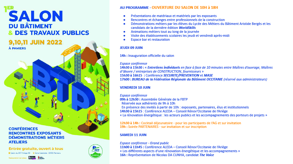 Programme salon BTP Pamiers